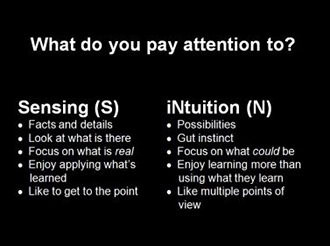 sensing vs intuition